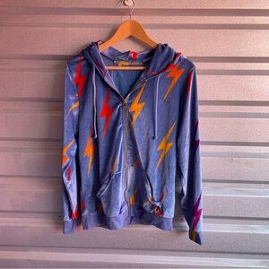 Aviator Nation Repeat Bolt Full Zip Velvet Hoodie